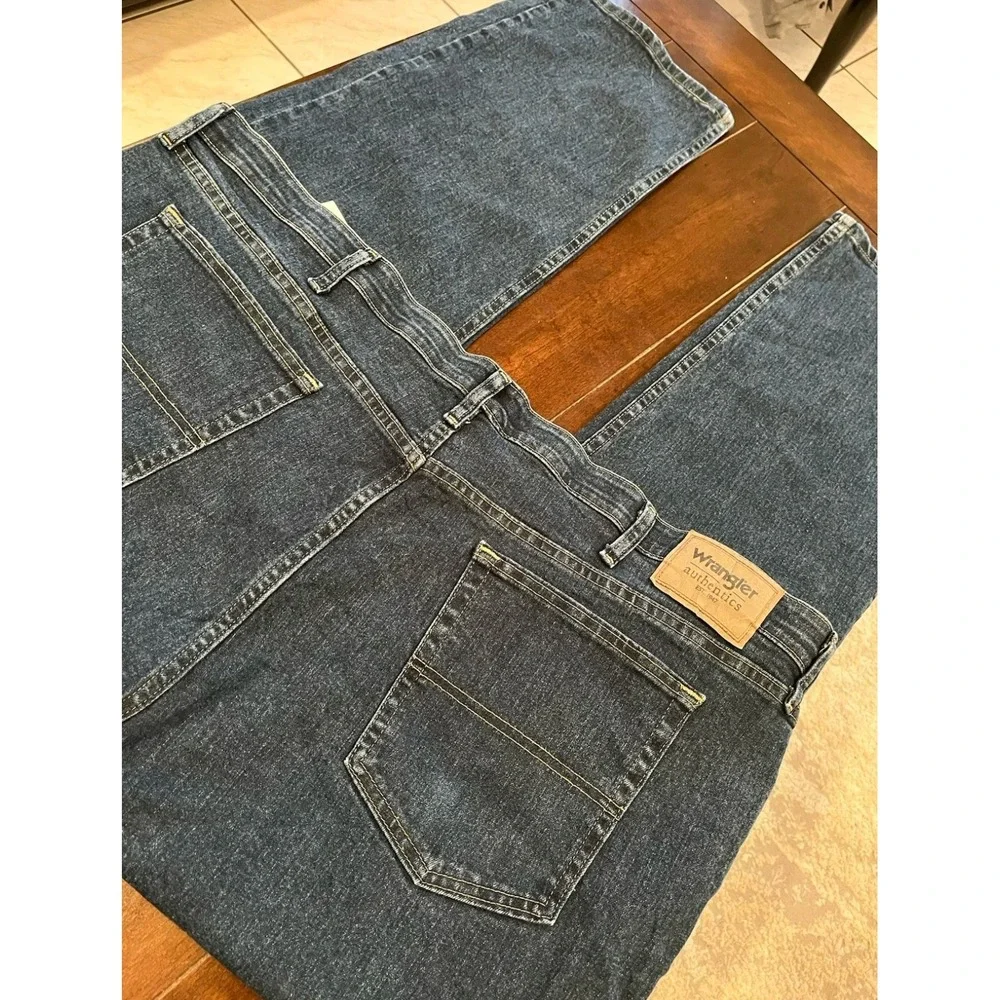 Wrangler Authentics Mens Comfort Flex Waist Straight Leg Jeans Dark Wash Denim
